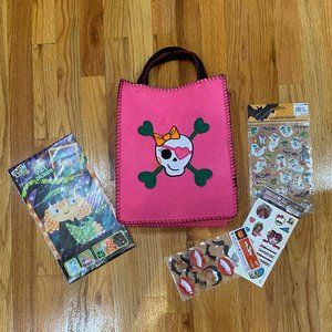 Adorable felt trick or treat bag with stickers and more inside!